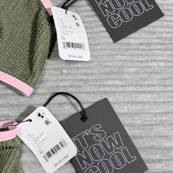 Free People It's Now Cool Green/Pink Swim Set Outline Bralette & Duo Shortie XL - Picture 3 of 7